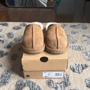 UGG Tan Suede Slippers with White Lining